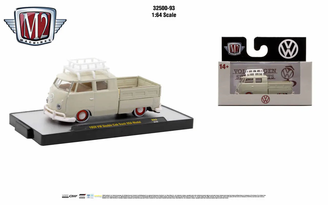 White Volkswagen Type 2 pickup truck from M2 Machines AutoThentics Rel 93 model