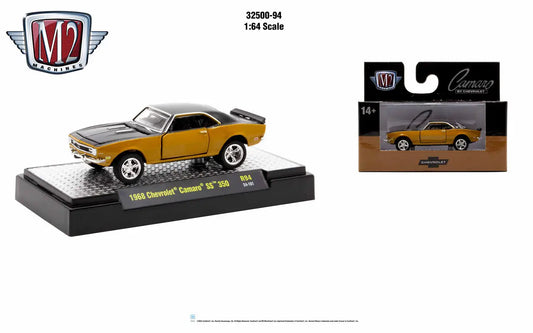 Gold 1966 Chevrolet Camaro SS die-cast model in M2 Machines AutoThentics Rel 94