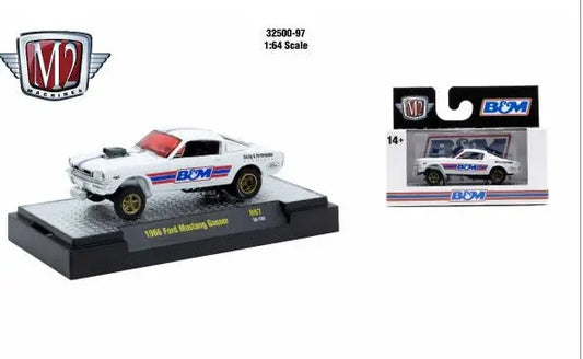 White 1969 Ford Mustang Gasser toy car from M2 Machines AutoThentics Rel 97 1:64 scale