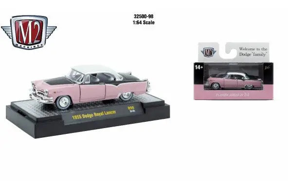 Pink and black 1956 Dodge Royal Lancer toy car from M2 Machines AutoThentics Rel 98