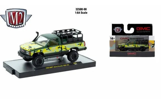 Camouflage GMC Sierra Grande toy truck from M2 Machines AutoThentics Rel 98 series