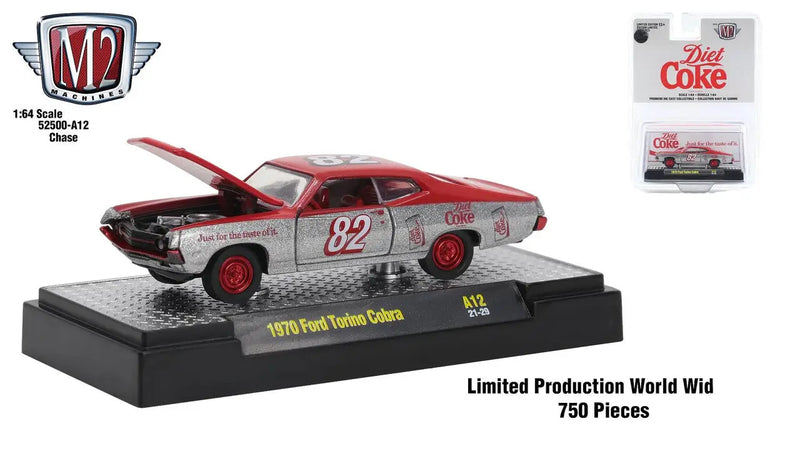 Red and silver 1970 Dodge Super Cobra die-cast model car with racing number 82 on display base