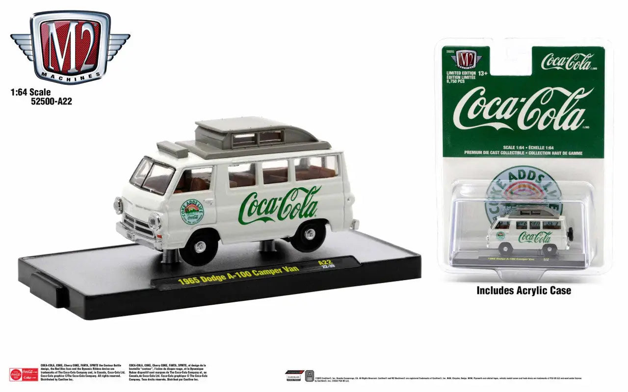 Vintage Coca-Cola Volkswagen van model with surfboard, M2 Machines Release A22 Camper Van