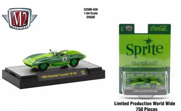 Green Sprite-themed toy car from M2 Machines Coca-Cola Release A50 Chevrolet Corvette