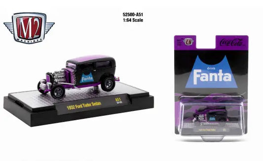 Diecast Fanta-themed 1932 Ford Tudor Sedan from M2 Machines Release A51 collection