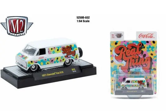 Coca-Cola themed 1971 Chevrolet Van G10 diecast model from M2 Machines Release A52
