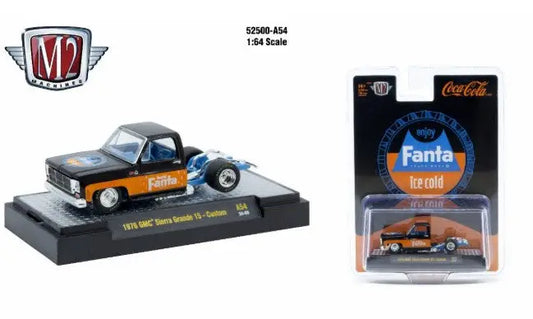 Black and orange 1976 GMC Sierra Grande 15 toy truck with Fanta logo from Release A54