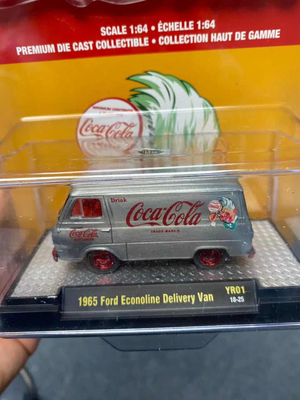 Coca-Cola-themed 1965 Ford Econoline Delivery Van collectible, M2 Machines RAW CHASE