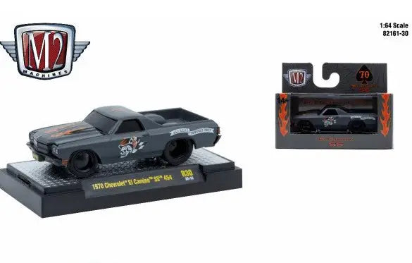 Gray 1970 Chevrolet El Camino diecast car from M2 Machines Ground Pounder series