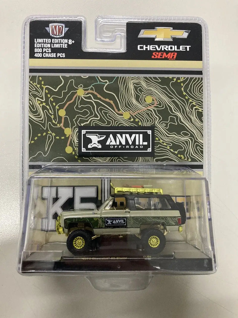 Die-cast green Chevrolet K5 Blazer FL09 Limited in M2 Machines SEMA Anvil packaging