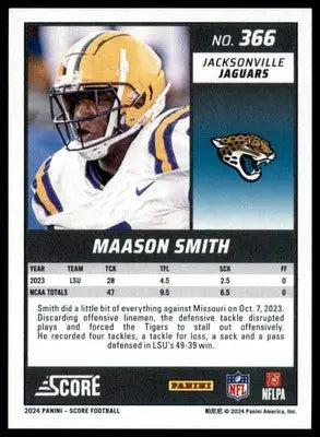 Maason Smith Rookie 2024 Score #366 Jacksonville Jaguars - Football Card Single