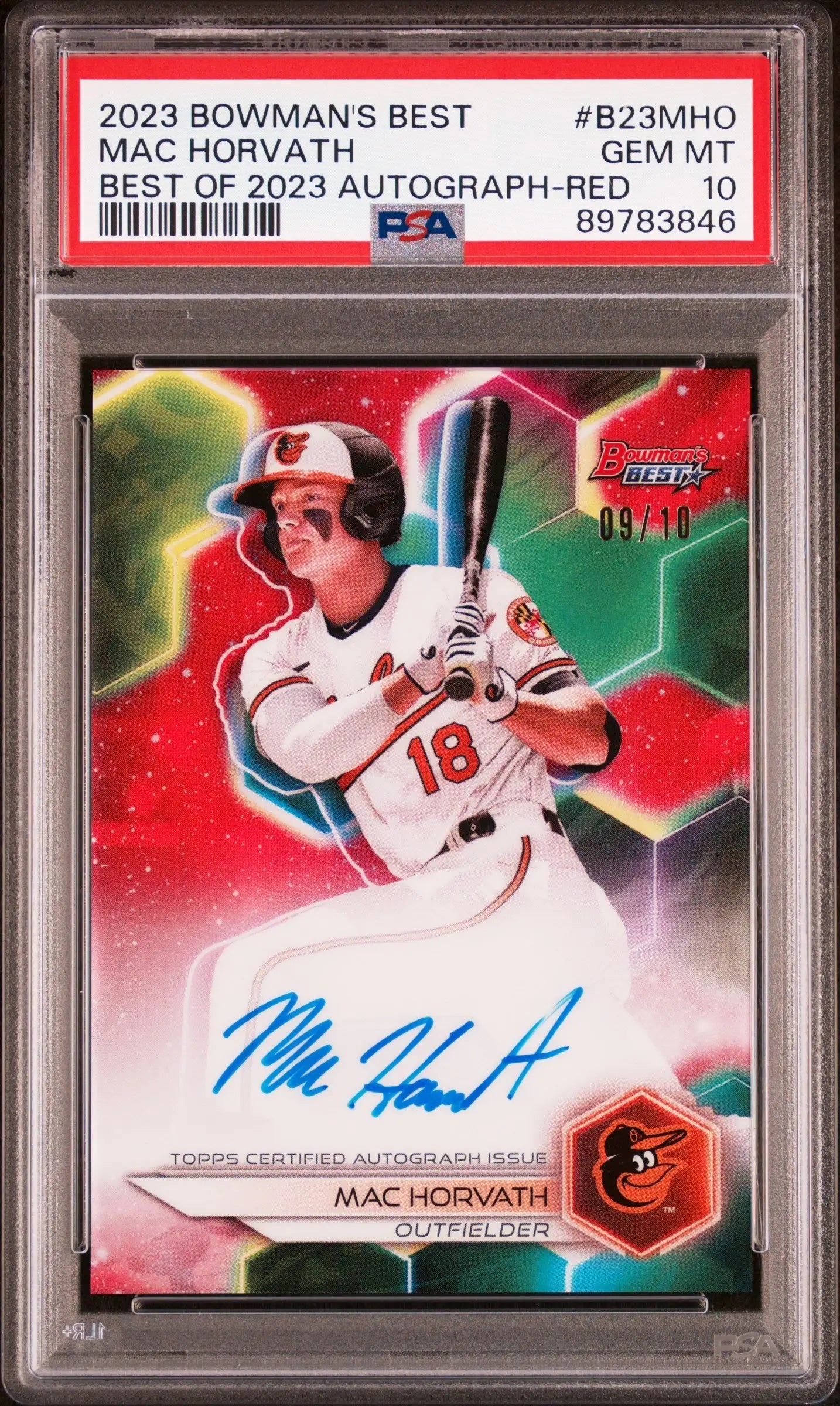 Mac Horvath 2023 Bowmans Best Red Auto #9/10 PSA 10 Gem Mint - Baseball Card Single