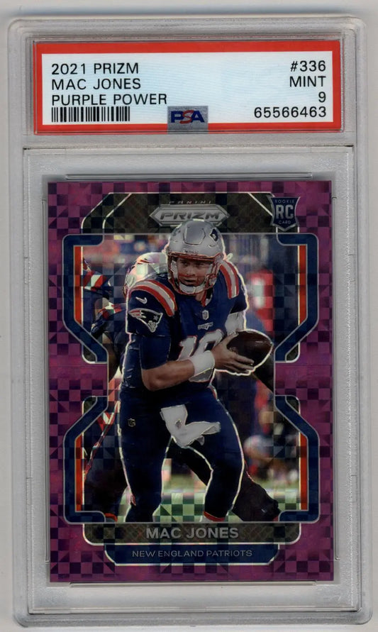 Mac Jones 2021 Panini Prizm Prizms Purple Power #336 36/49 PSA 9 Mint - Football Card Single