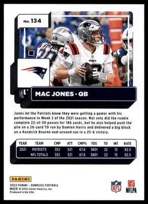 Mac Jones 2022 Donruss #134 New England Patriots - Football Card Single