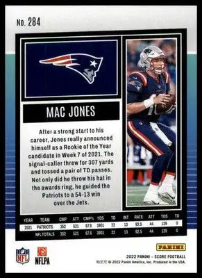 Mac Jones 2022 Score #284 New England Patriots - Football Card Single