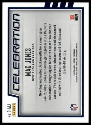 Mac Jones 2022 Score Celebration #C-MJ New England Patriots - Football Card Single