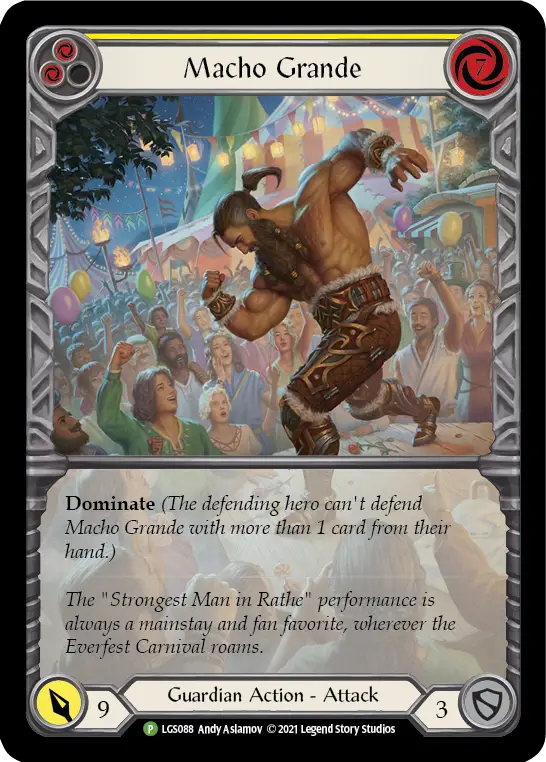Macho Grande Yellow Rainbow Foil from Flesh and Blood trading card game