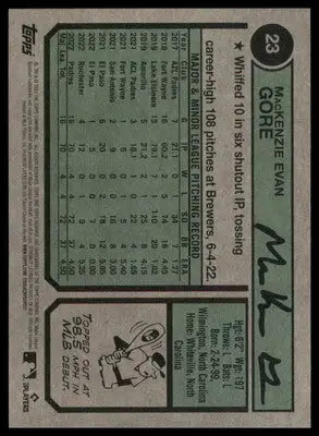 MacKenzie Gore 2023 Topps Heritage #23 Washington Nationals - Baseball Card Single