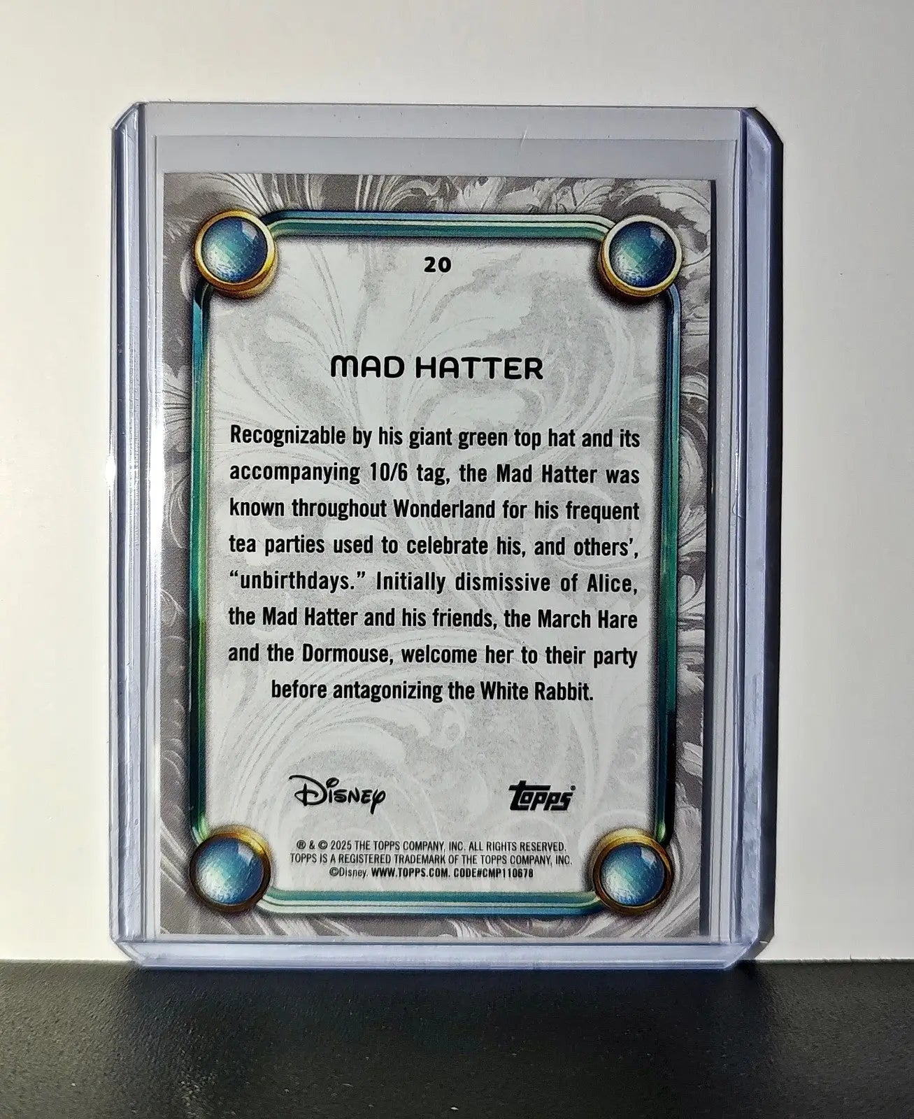 Mad Hatter 2025 Topps Disney Wonder #20 Card Alice in Wonderland