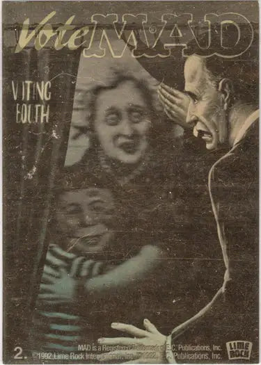 Vintage magazine cover with dramatic expressions on Mad Magazine Series Two Gold Hologram Card