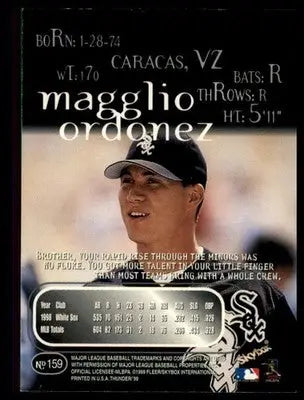 Magglio Ordonez 1999 SkyBox Thunder #159 Chicago White Sox - Baseball Card Single