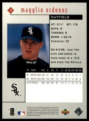 Magglio Ordonez 1999 Upper Deck Black Diamond #21 Chicago White Sox - Baseball Card Single