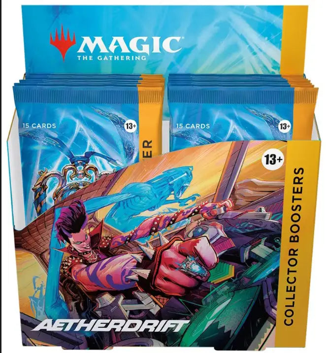 Aetherdrift collector box with 15 Magic The Gathering cards for ages 13+