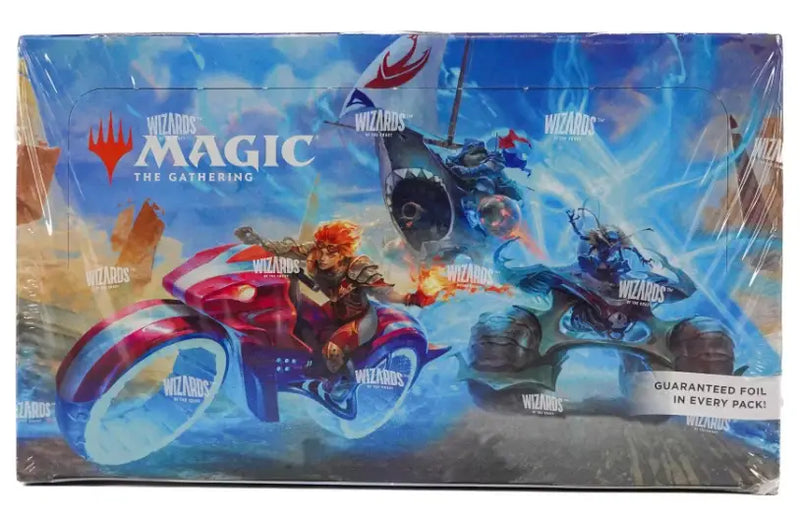 Sealed Magic Aetherdrift Play Booster Box with dynamic fantasy battle artwork