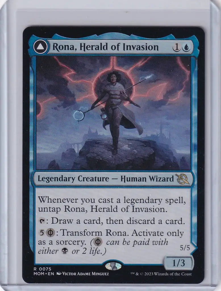Magic: The Gathering trading card featuring Rona, Herald of Invasion from Magic March