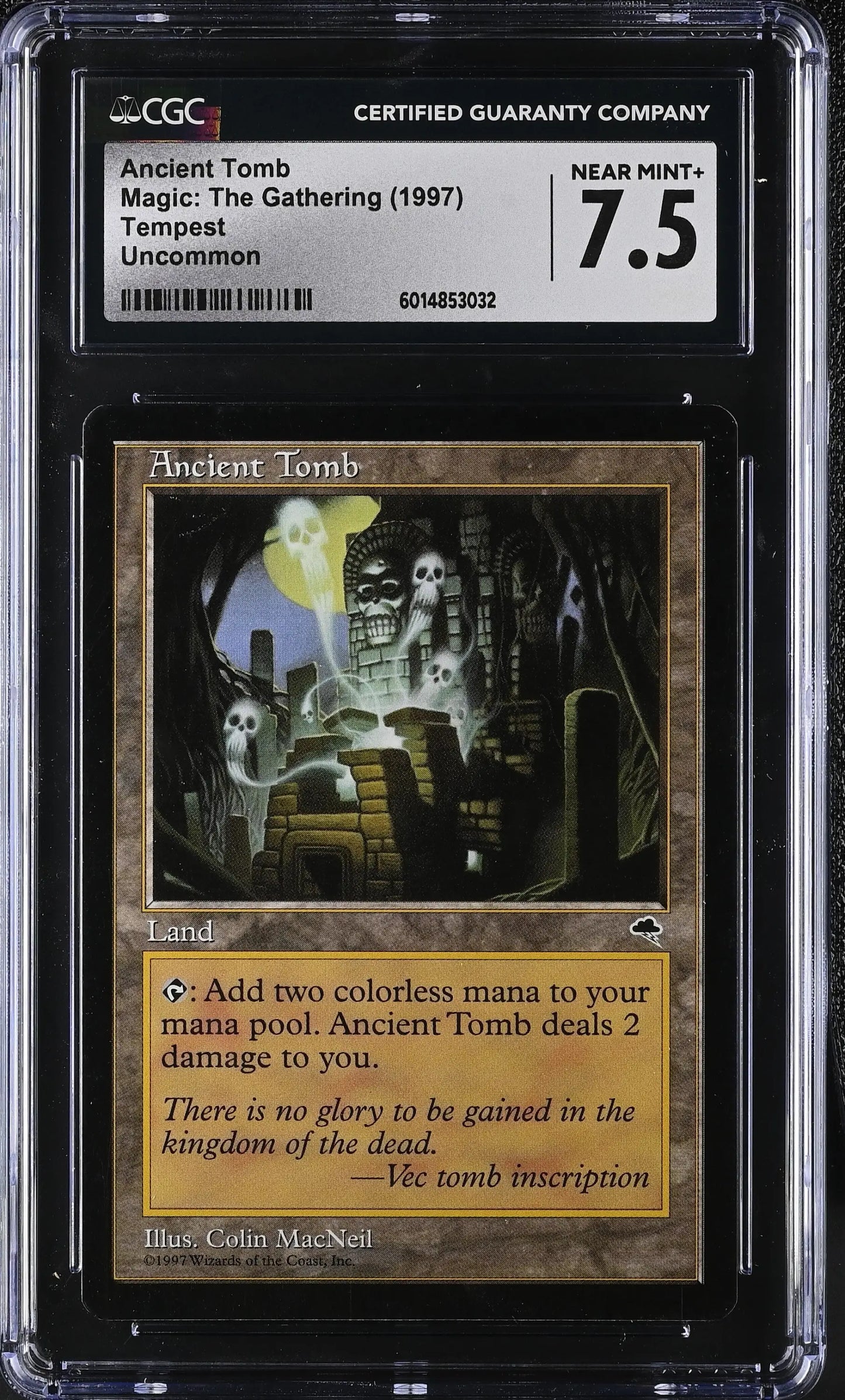 Magic MTG Ancient Tomb [Tempest] Graded CGC 7.5 NM+ - Magic Card Single