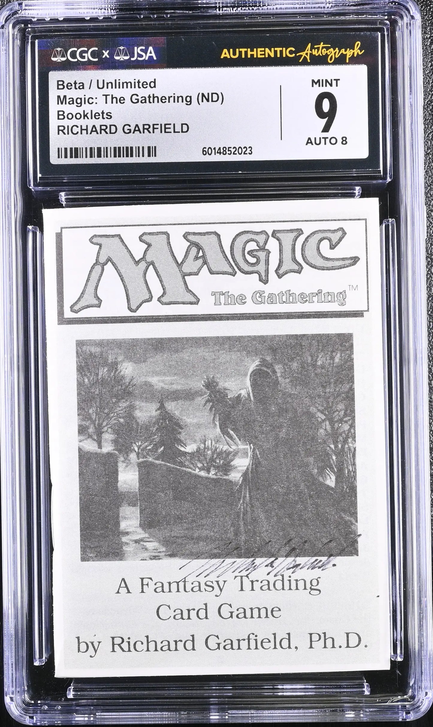 Magic MTG Beta Unlimited Instruction Booklet CGC 9 Mint JSA Richard Garfield Autograph - Entertainment Memorabilia