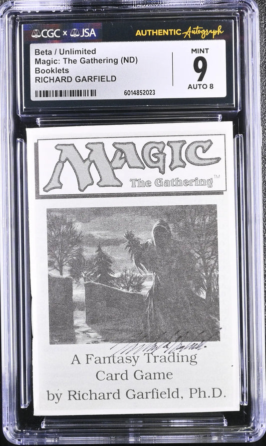 Magic MTG Beta Unlimited Instruction Booklet CGC 9 Mint JSA Richard Garfield Autograph - Entertainment Memorabilia