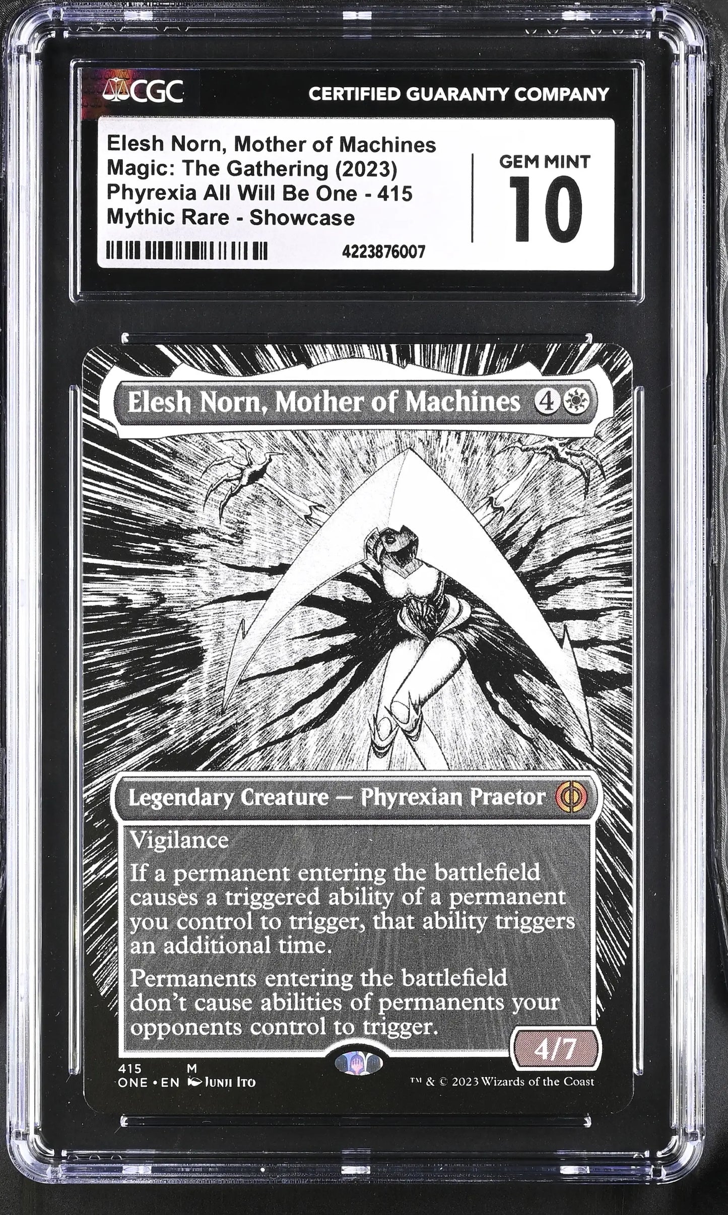Magic MTG Elesh Norn Mother of Machines 415 (Borderless) [Phyrexia] CGC 10 Gem Mint - Magic Card Single