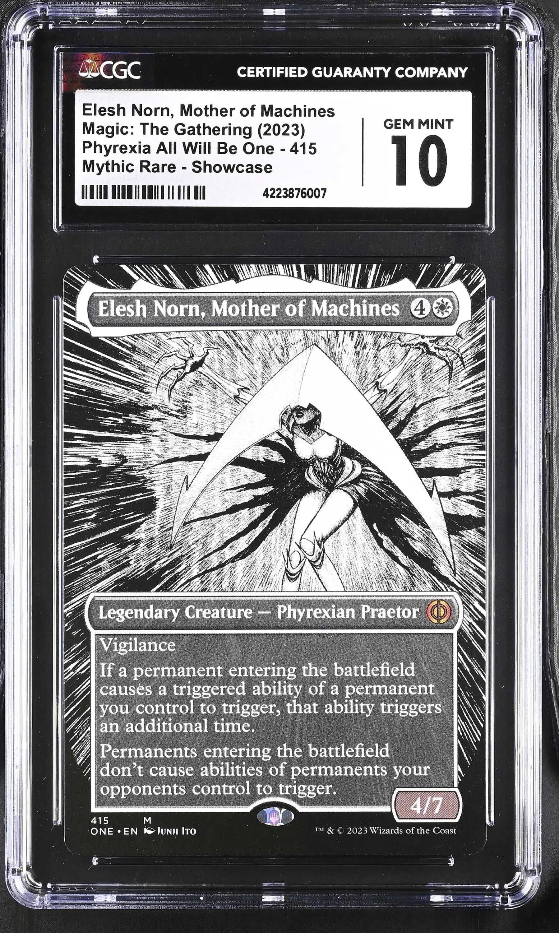 Magic MTG Elesh Norn Mother of Machines 415 (Borderless) [Phyrexia] CGC 10 Gem Mint - Magic Card Single