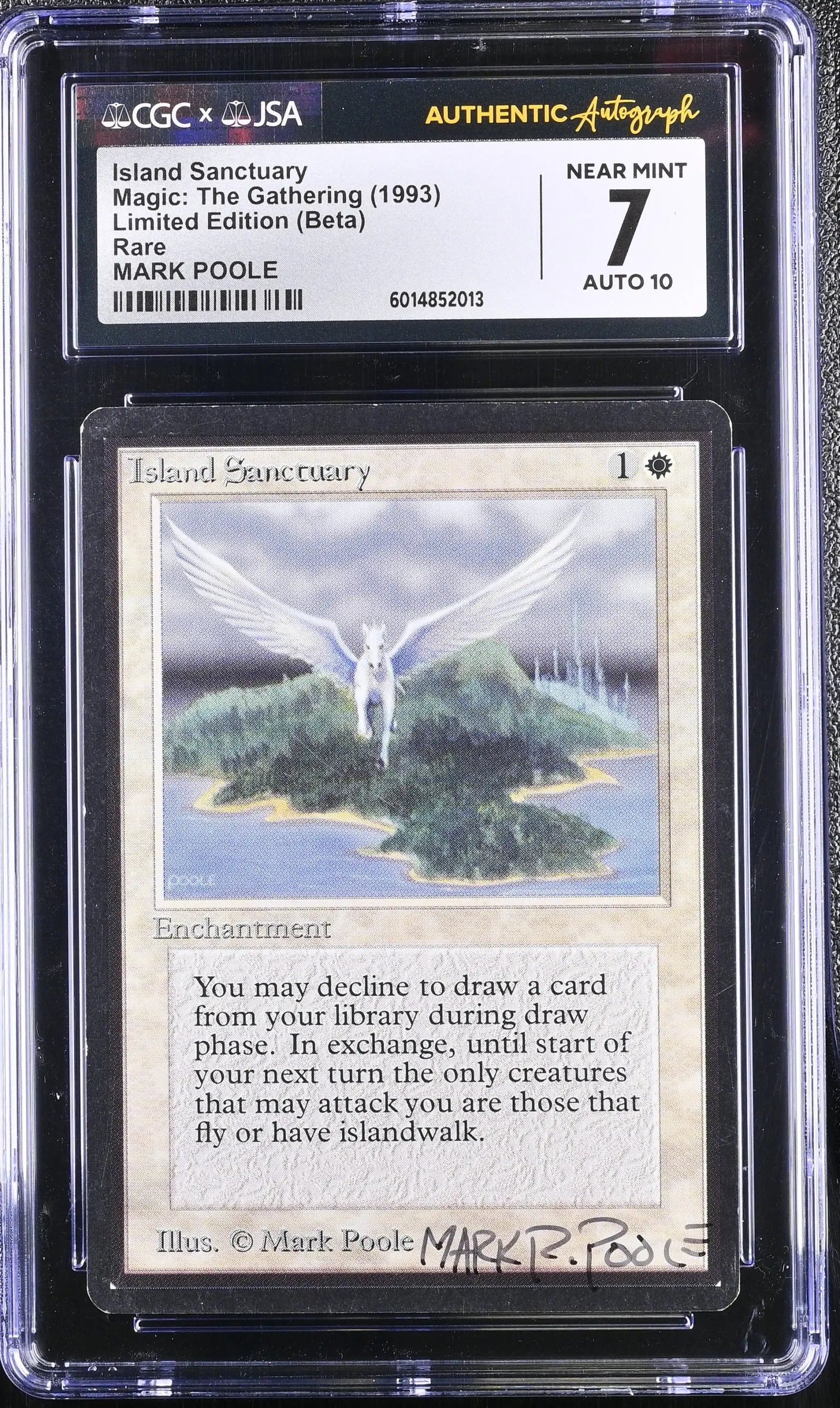 Magic MTG Island Sanctuary [Beta Edition] CGC 7 NM JSA Mark Poole Autograph - Magic Card Single