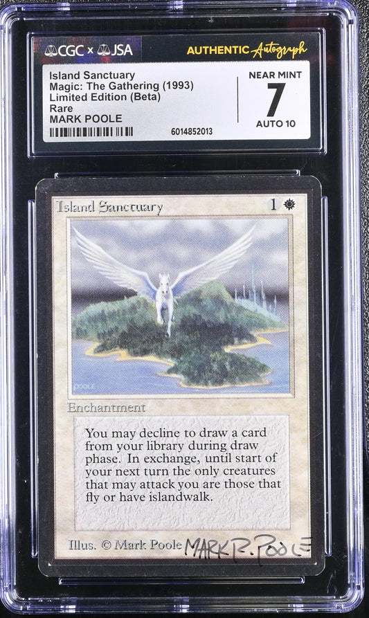 Magic MTG Island Sanctuary [Beta Edition] CGC 7 NM JSA Mark Poole Autograph - Magic Card Single