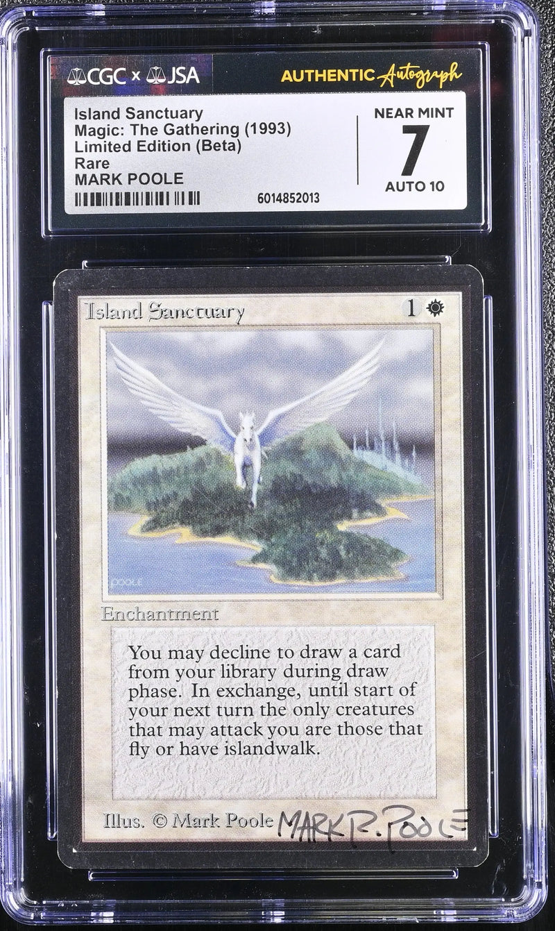 Magic MTG Island Sanctuary [Beta Edition] CGC 7 NM JSA Mark Poole Autograph - Magic Card Single