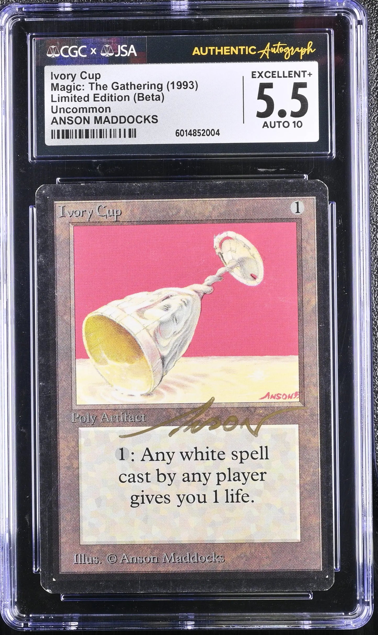 Magic MTG Ivory Cup [Beta Edition] CGC 5.5 EX+ JSA Anson Maddocks Autograph - Magic Card Single