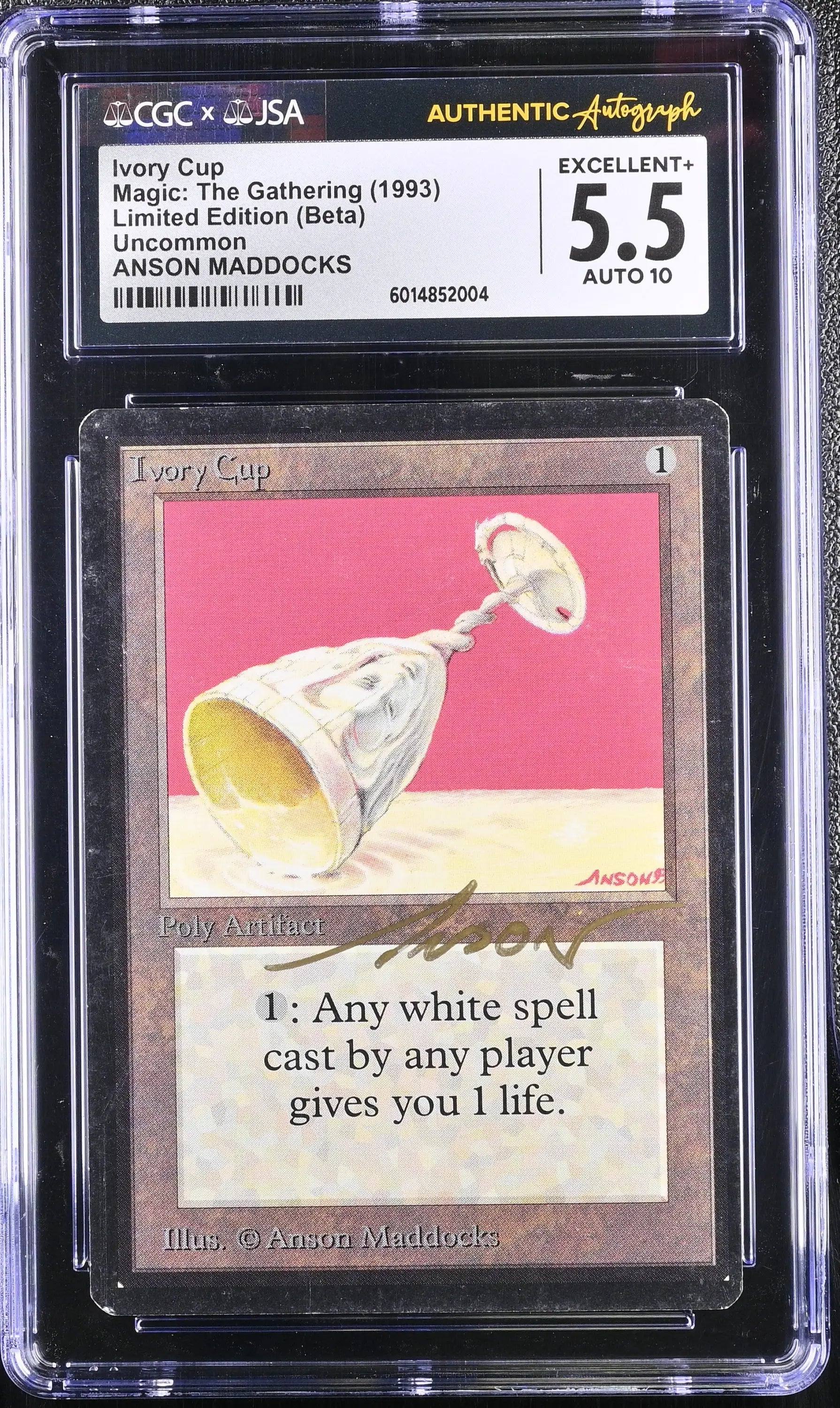 Magic MTG Ivory Cup [Beta Edition] CGC 5.5 EX+ JSA Anson Maddocks Autograph - Magic Card Single