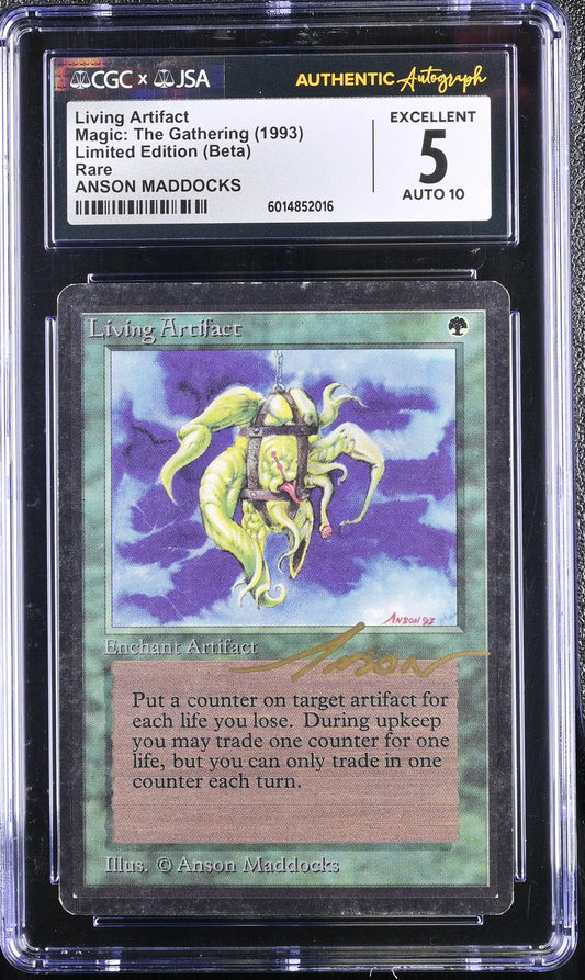 Magic MTG Living Artifact [Beta Edition] CGC 5 Ex JSA Anson Maddocks Autograph - Magic Card Single