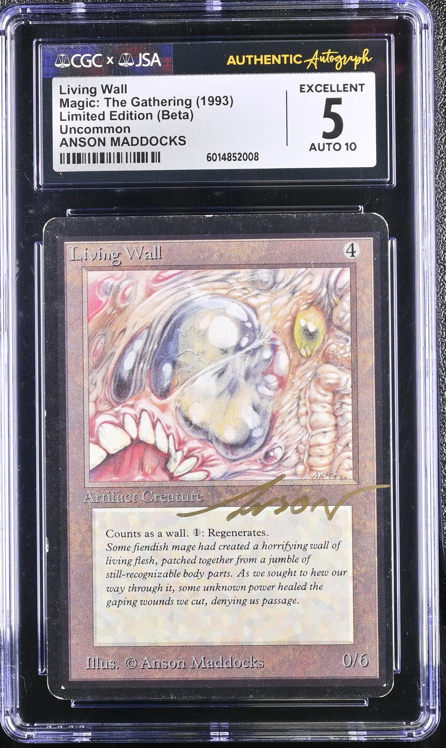 Magic MTG Living Wall [Beta Edition] CGC 5 EX JSA Anson Maddocks Autograph - Magic Card Single