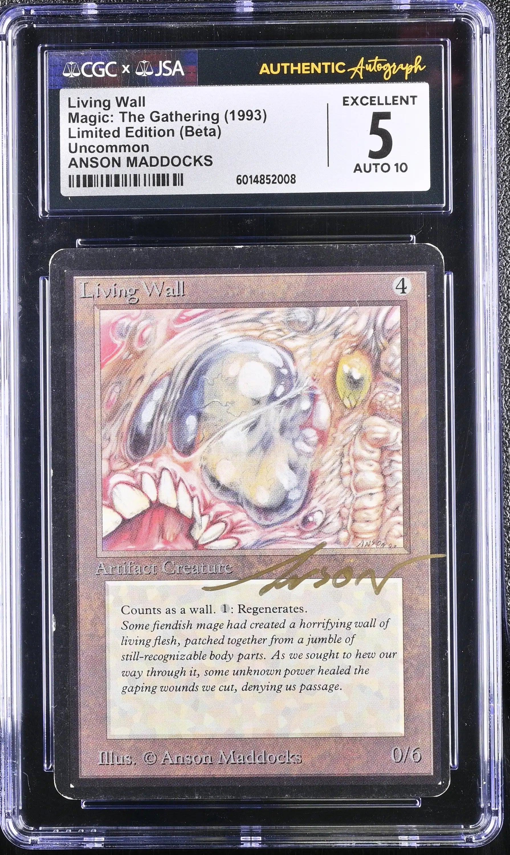 Magic MTG Living Wall [Beta Edition] CGC 5 EX JSA Anson Maddocks Autograph - Magic Card Single