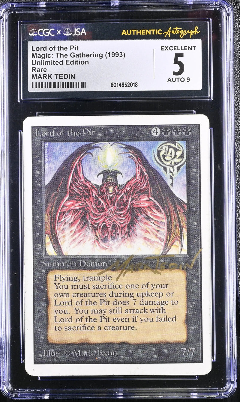 Magic MTG Lord of the Pit [Unlimited Edition] CGC 5 Ex JSA Mark Tedin Autograph - Magic Card Single