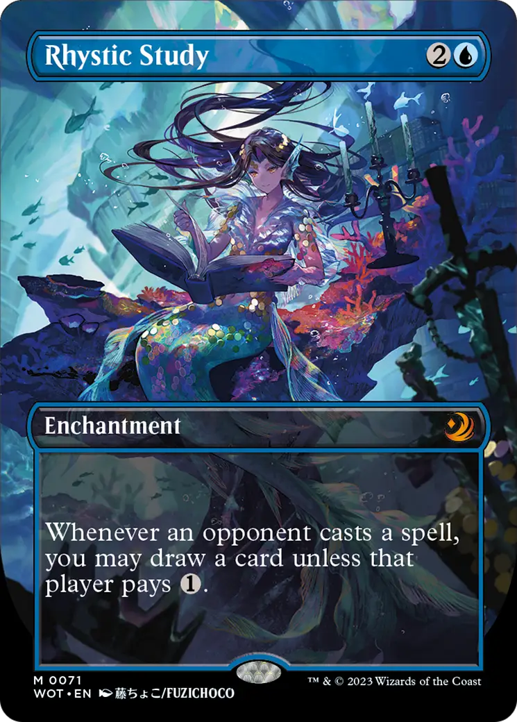 Magic MTG Rhystic Study 0071 (Anime Borderless) [WoE: ET] CGC 10 Gem Mint - Magic Card Single