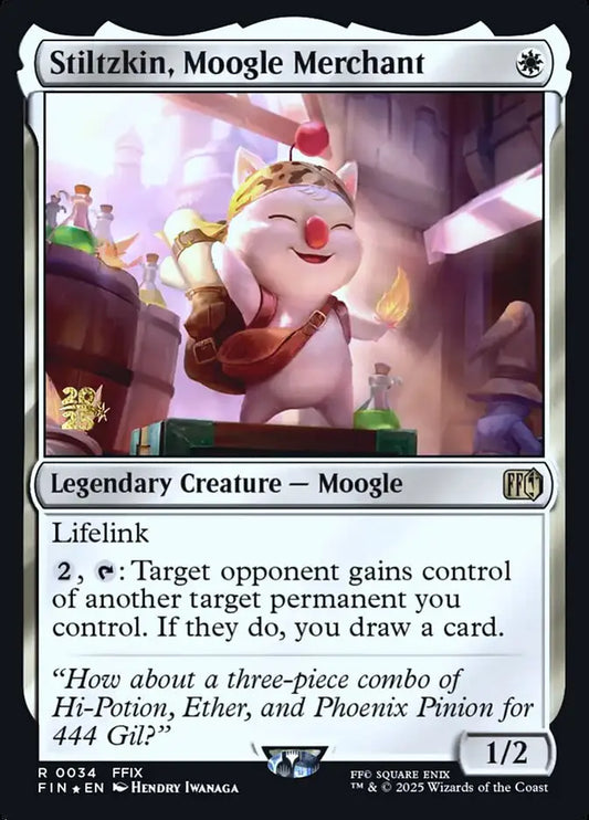 Magic MTG Stiltzkin Moogle Merchant [Final Fantasy Prerelease Promos] Near Mint - Magic Card Single