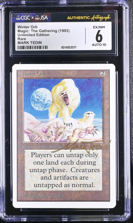 Magic MTG Winter Orb [Unlimited Edition] CGC 6 Ex/NM JSA Mark Tedin Autograph - Magic Card Single