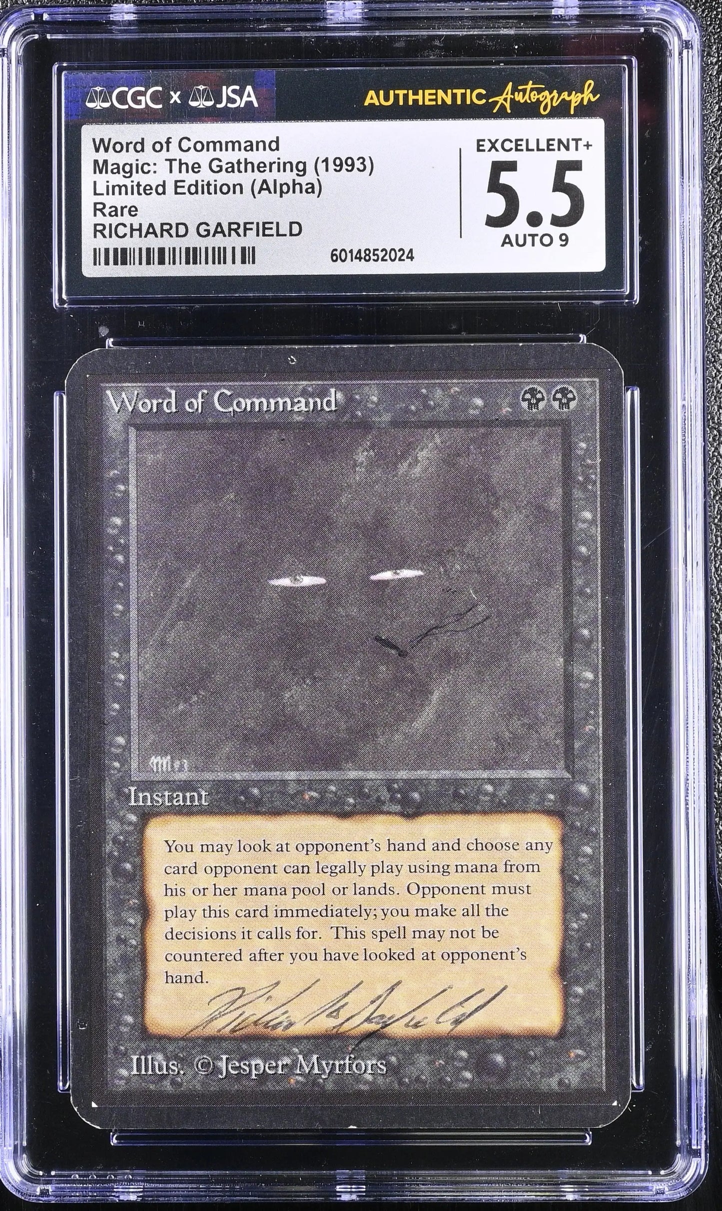Magic MTG Word of Command [Alpha Edition] CGC 5.5 Ex+ JSA Richard Garfield Autograph - Magic Card Single
