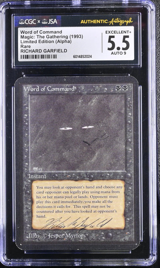 Magic MTG Word of Command [Alpha Edition] CGC 5.5 Ex+ JSA Richard Garfield Autograph - Magic Card Single