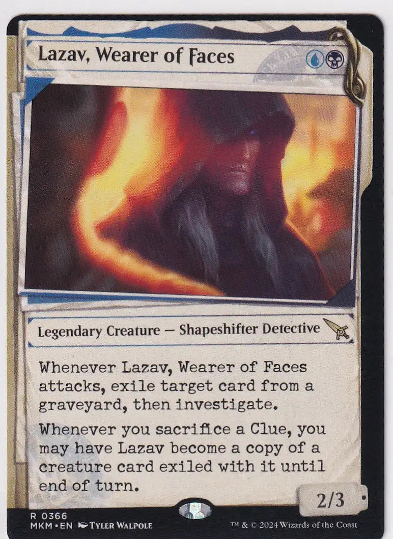 Magic Murders at Karlov Manor trading card featuring shadowy figure in flames