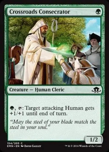 Green Magic: The Gathering crossroads consecrator card from Eldritch Moon with original gloss